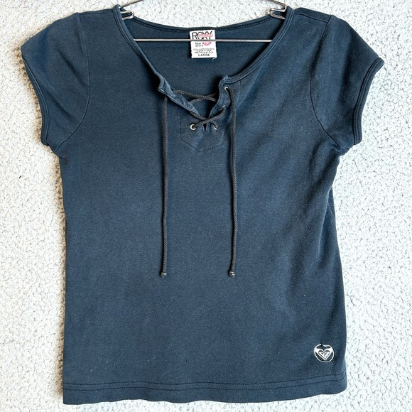 Roxy Tops - Vintage Roxy by Quiksilver Y2K Blue Knit  T Shirt Top Size Large